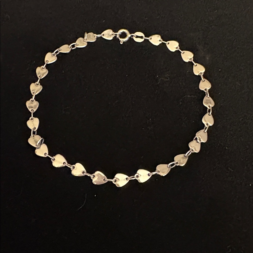 Vintage Sterling Silver marked 925 Italy Heart Bracelet - Picture 1 of 5